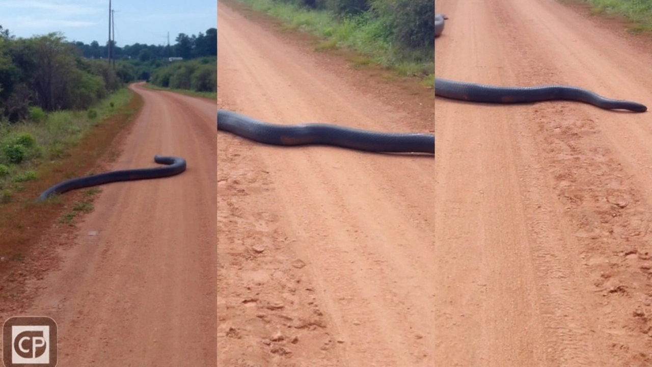 Anaconda Gigante Surpreende Moradores ao Cruzar Estrada em Rondônia